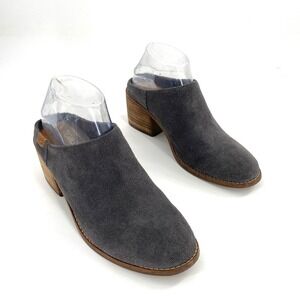 TOMS Leila Suede Gray Mule Block Heel Slip‎ On Shoe Women's Size 8.5 Casual
